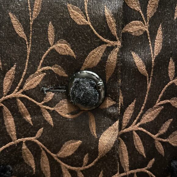 Luxury Designer Black Satin Coat, Blazer | Velvet Trim Pockets Lined, 10/12 M/L - Picture 9 of 9